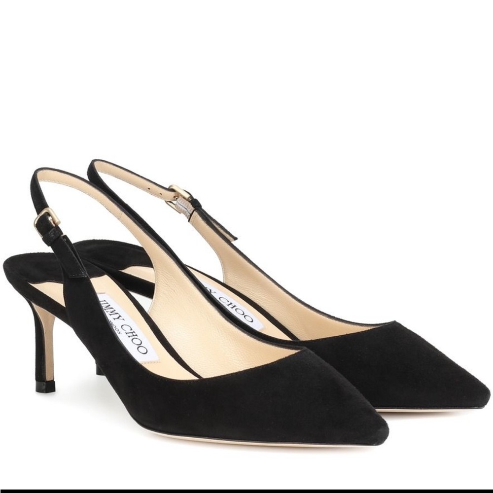 Never Worn - Jimmy Choo Erin 60 Black Suede Slingback Pumps – Size 38